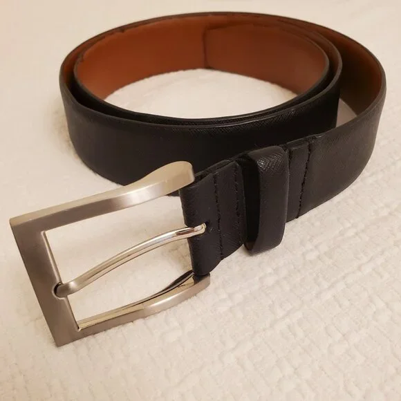 Van Heusen Mens Black Textured Synthetic Casual Dress Belt - 43” - Picture 1 of 11